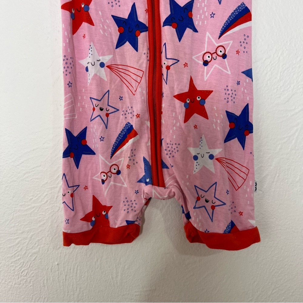 Little Sleepies Bamboo Zipper Romper Pink Star Print Short Sleeve Size 6-12M - Picture 4 of 8